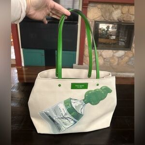 Kate Spade Cream Tote with Green Accents